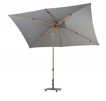 [4SO-08674] AZZURRO Parasol en solefin 200X300 charcoal - structure imitation bois  - 4 seasons