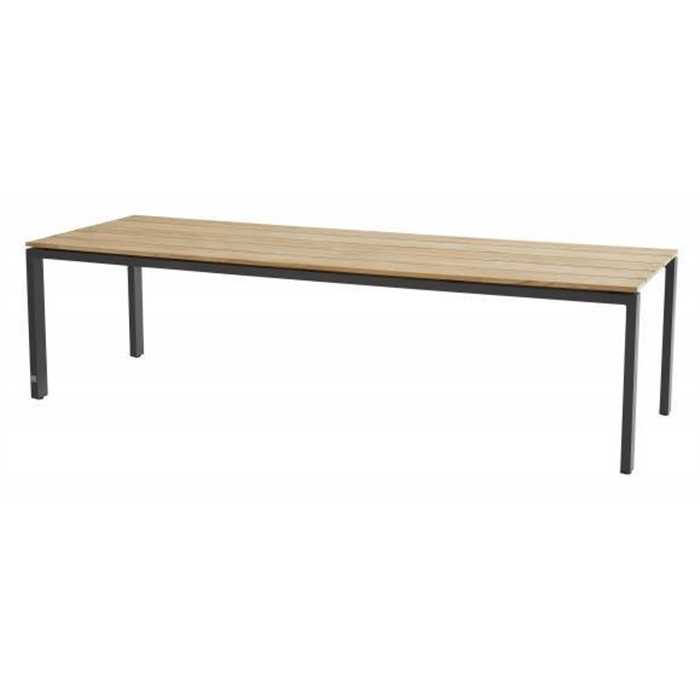 [4SO - 19617 19616  TABLE EN TECK 280 GOA] Table de jardin - structure en aluminium anthracite et plateau en teck 280 x 95 cm - GOA - 4 seasons
