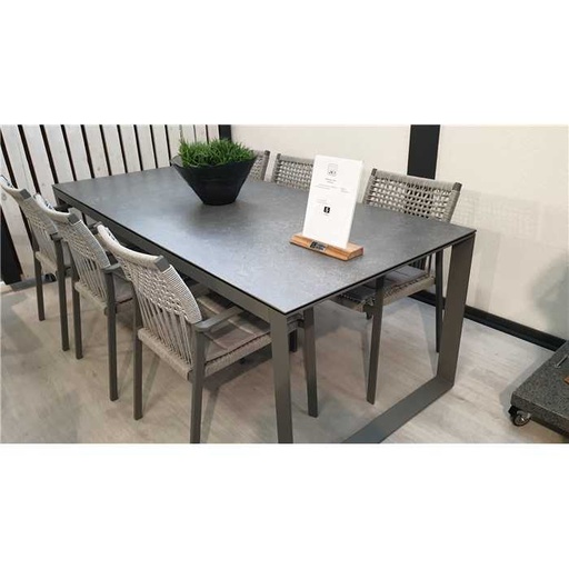 [4SO-91061] HERITAGE Table de jardin - structure en aluminium couleur carbone - plateau en céramique 220X95 - TASTE 91061