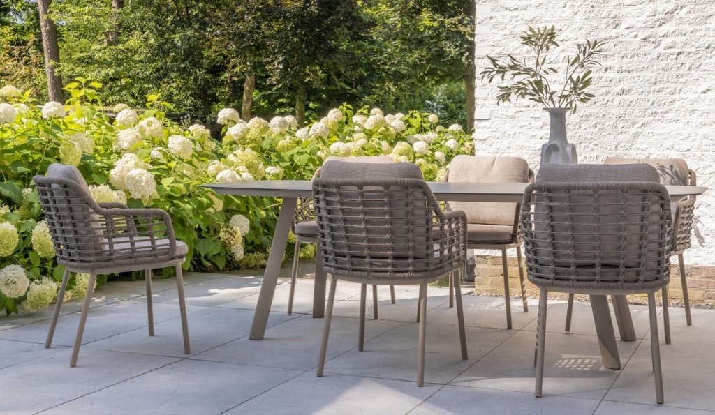 Chaise de Jardin Puglia Design en Aluminium & Cordes Outdoor – Couleur "latté" Confort Extérieur Haut de Gamme