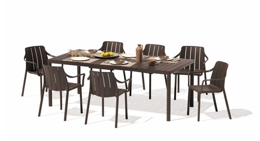 [NARDI-TEVERE-TIBERINA TERRA] Ensemble de jardin extensible Nardi outdoor Tiberina/Tevere couleur "terra".