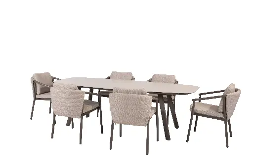 Ensemble de couleur terre: Table Manolo et 6 chaises Barolo - TASTE de 4 seasons outdoor 