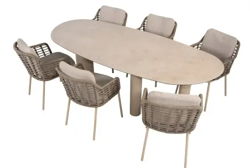 [TASTE-PUGLIA DENIA] Ensemble de jardin DENIA - PUGLIA en aluminium couleur "latté"  Taste by 4 seasons outdoor 