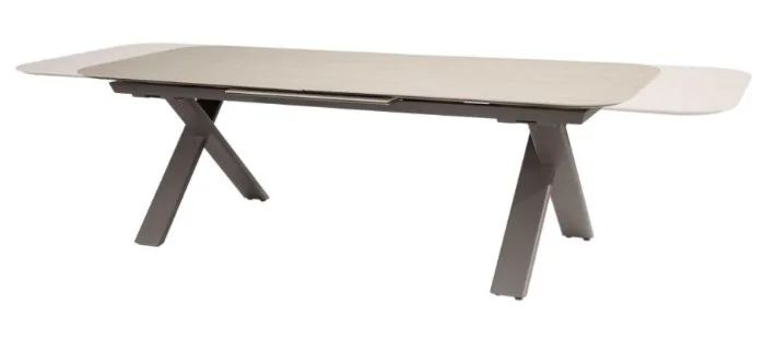 Table extensible de jardin RAVI- Aluminium de couleur "TERRE" - Plateau en céramique 240/310x105 cm - Taste by 4 Seasons Outdoor