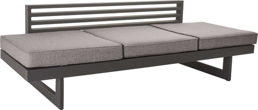 [STERN-414904] HOLLY Banc - canapé - transat en aluminium anthracite textilène gris carbone et coussins gris satiné 216x80x68 cm - STERN