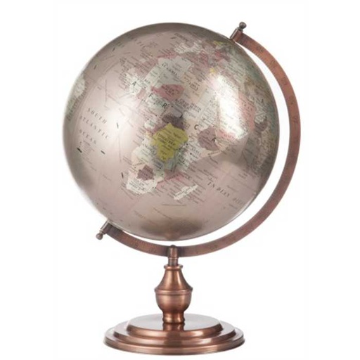 [J-LINE MAPPEMONDE] Mappemonde sur pied métal cuivre large - J-LINE, 5415203763488