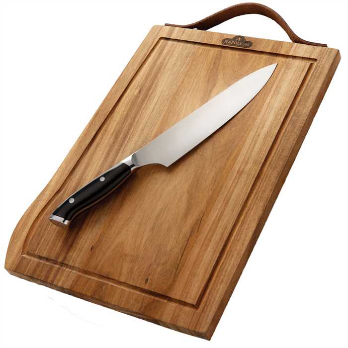 [NAPOLEON-70039] Planche à découper en bois avec couteau de chef NAPOLEON