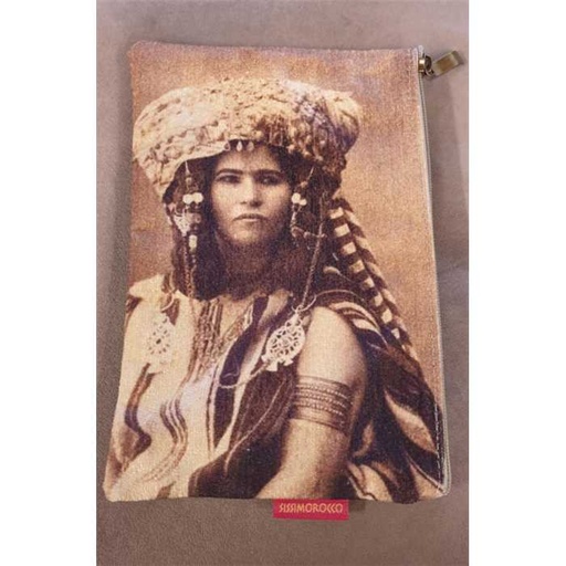 [SISSIMOROCCO POCHETTE] Pochette classique &quot;dame au chapeau&quot;- Sissimorocco - 15 x 24 cm