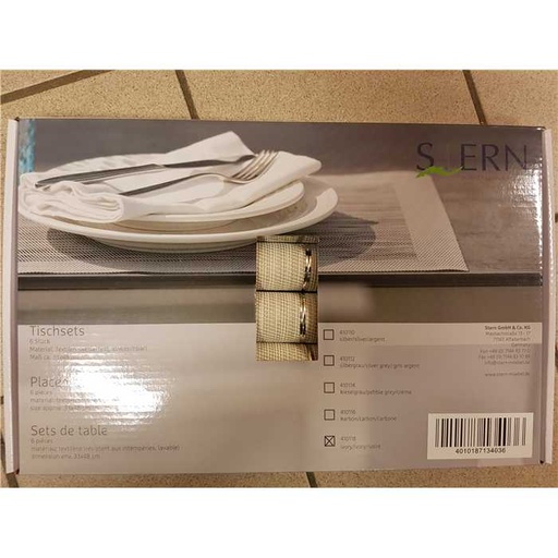 [STERN  410112 SET DE TABLE ARGENT] Sets de table 6 pièces argent 33x48 cm, 410112, 4010187134036, set de table