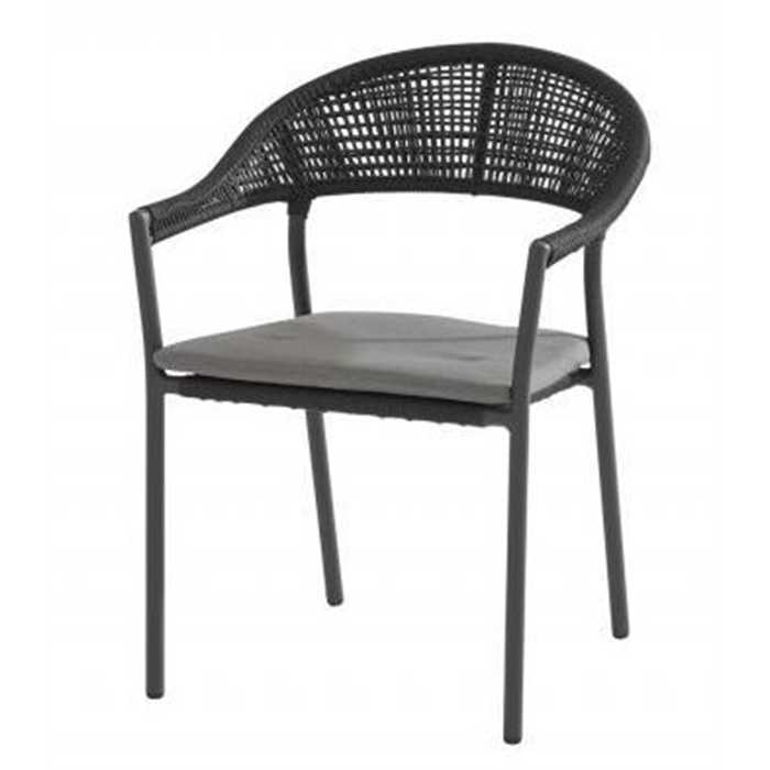 [4SO-90730] Chaise de jardin - Structure anthracite / cordes - avec coussin -  SIENNA - TASTE