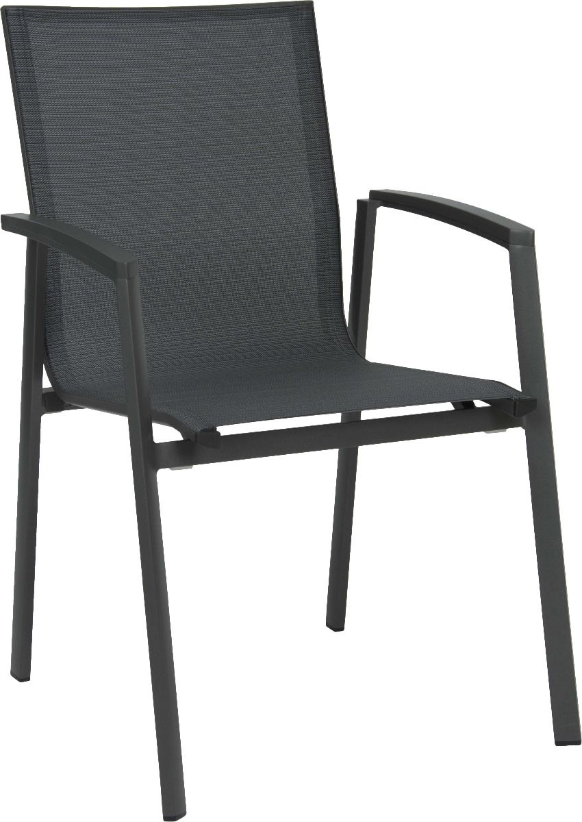 [STERN 418469 CHAISE JARDIN TOP] Chaise de jardin en aluminium de couleur anthracite / textilène carbone - empilable - TOP - STERN