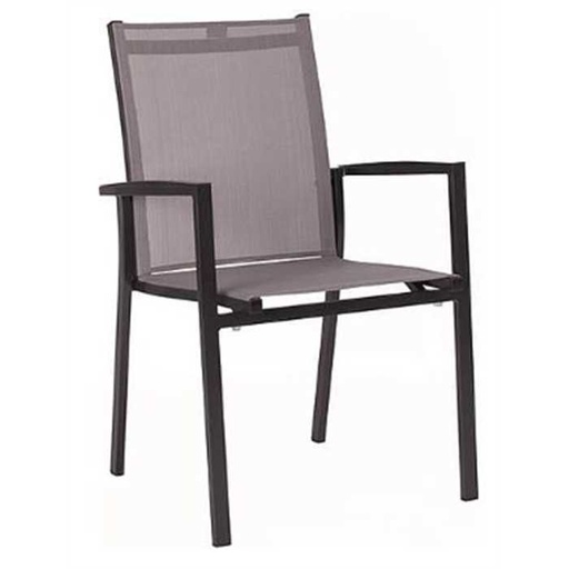 [STERN-417179] Chaise de jardin empilable en aluminium couleur anthracite / textilène argent - LEVANTO - STERN, 417179, LEVANTO