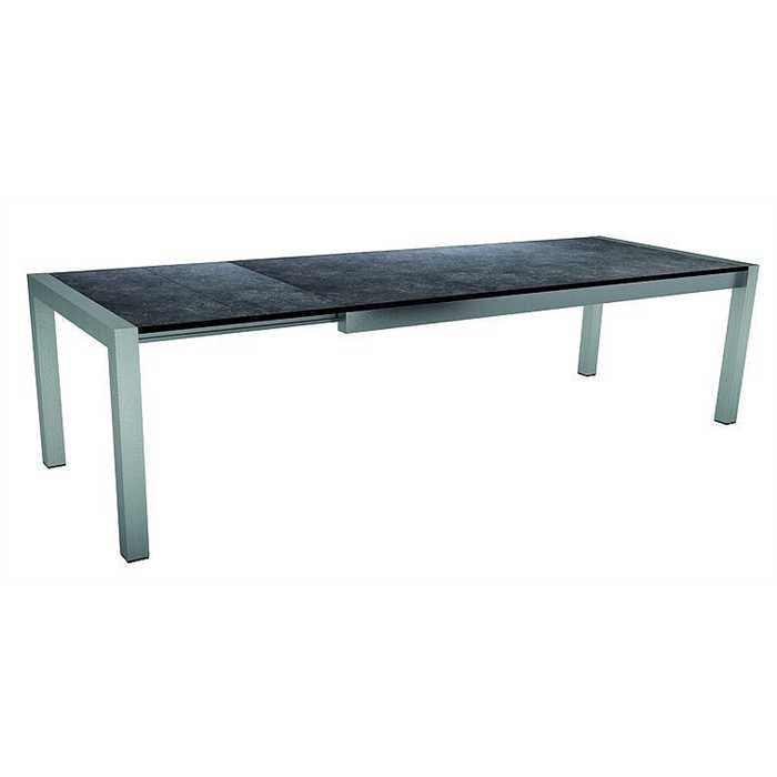 Table extensible STERN inox avec plateau vintage grey 214(294)x100