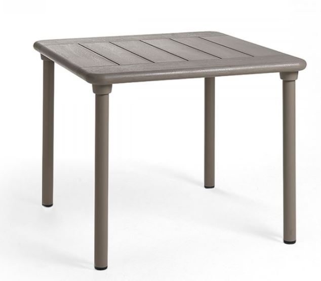 [NARDI TABLE 42059.10.000] Table de jardin carrée en résine couleur taupe - pieds en aluminium - 90 cm - MAESTRALE - NARDI