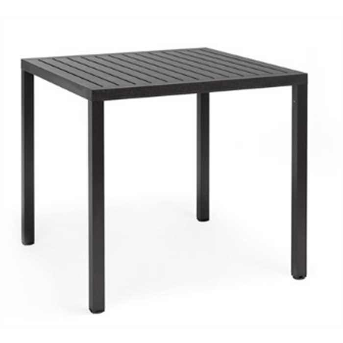 [NARDI TABLE 48052.02.000] Table bistrot carrée en résine de couleur anthracite - 80 cm - CUBE - NARDI