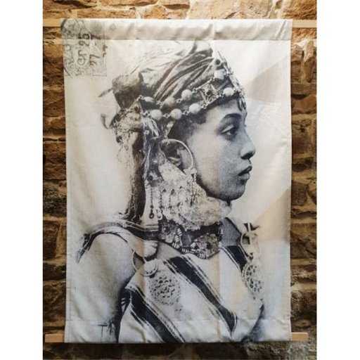 [SISSIMOROCCO TENTURE] Tenture murale - Sissimorocco - Rachida noir et blanc - 130 x 90 cm, SISSIMOROCCO, tenture